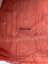 Cutwork Semi tussar saree MTSS657 ReddishPeach