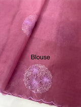 Organza saree with embroidery - MSH375 Magenta