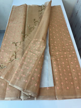Tissue Silk embriodery saree MS49888- DuskyPeach