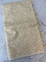 Moonga checks saree with embroidery MSH219 Ivory (2)