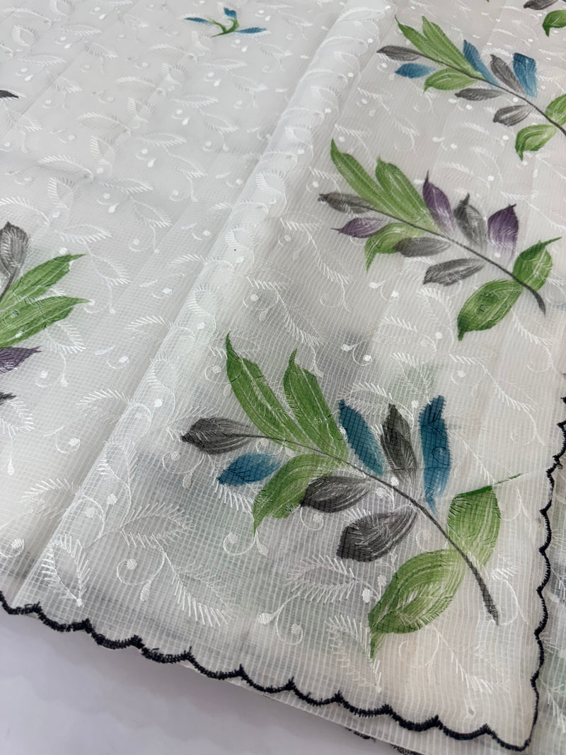 NetKota saree with handpainting and embroidery MS7833