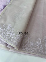 Semi organza saree with lace embroidery - MSH117 Lavender