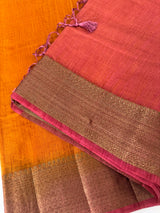 Jute silk sarees with contrast pallu & blouse MJL396