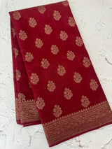 Semi banarasi saree with zari buttas - MBS6754