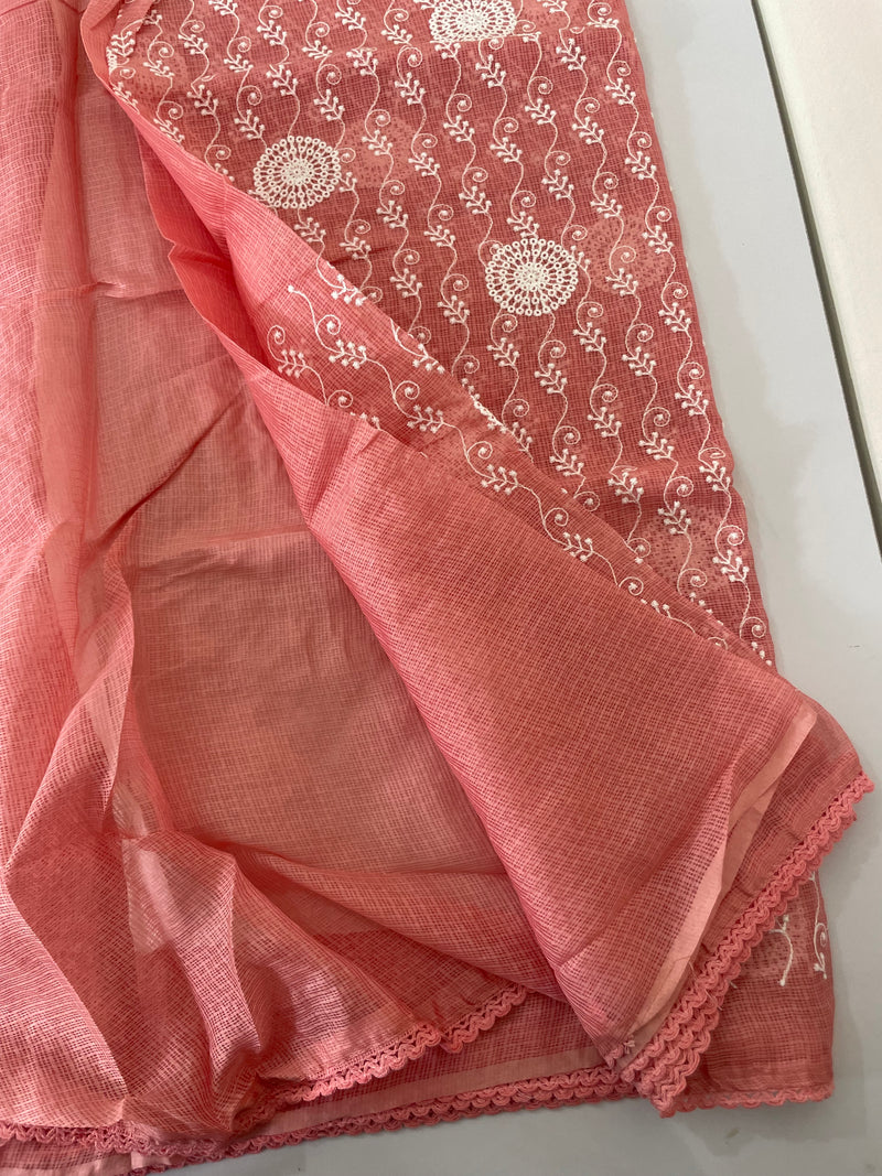 Soft kota checks saree with embroidery SVTS25