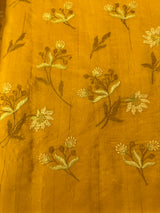 Crushed Blended tussar silk saree with embroidery- MSB7654 MustardYellow