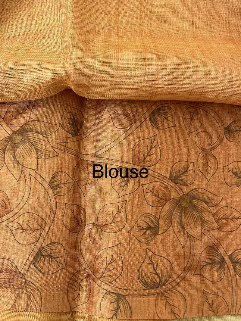 Ombre Soft Tissue linen saree with appliqué work MSL875