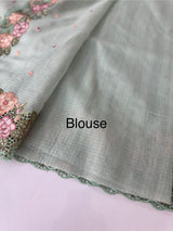 Embriodery Kota Silk Cutwork saree SBLCYTM -PastelGreen
