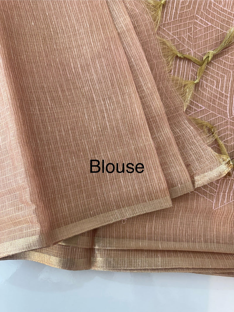 Tissue Silk embriodery saree MS49888 - PeachPink