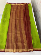 Crepe chiffon saree with small checks zari weaving  MS81890