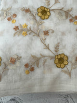 White Kota Supernet saree with embroidery MSH153 - White to Yellow