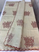 Semi chanderi tissue saree with applique work-  MSH9556