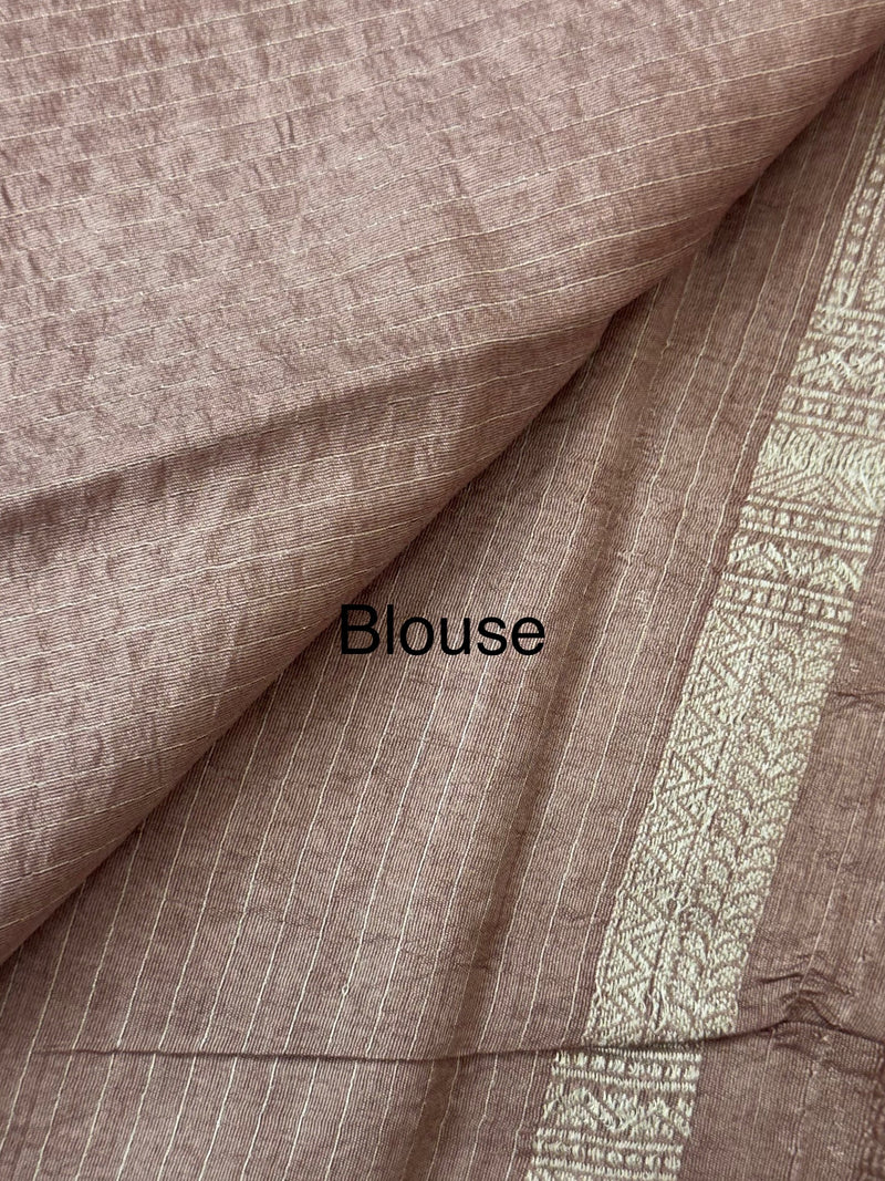 Banarasi semi katan saree in silver zari MS14667- NudePink