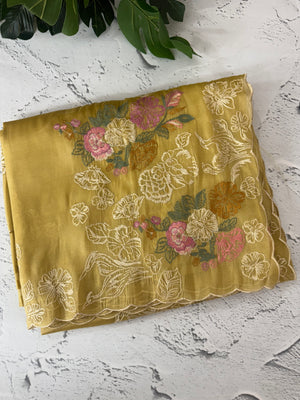 Designer organza-tissue silk blend saree with embroidery MSHW431