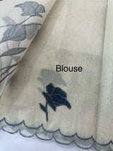 Tissue cotton applique work saree MS6743(2) DarkGrey