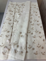 Crushed Blended tussar silk saree with embroidery- MSB7654 White