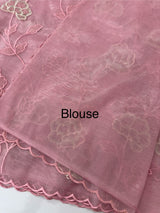 Glassy tissue organza saree with embroidery FKSF788 PastelPink