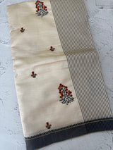 Blended tussar silk saree with embroidery- MSH490