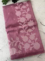 Blended Tussar silk saree with applique work- MSH200 OnionPink