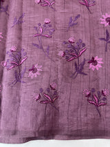 Crushed Blended tussar silk saree with embroidery- MSB7654 Mauve