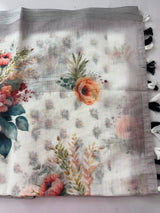 Digital printed semi Linen Saree MLS615- 20