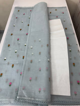 Kota checks saree with embroidery MS7679(2) Grey