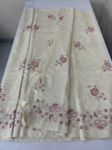 Blended tussar saree with embriodery - MS98765 Cream