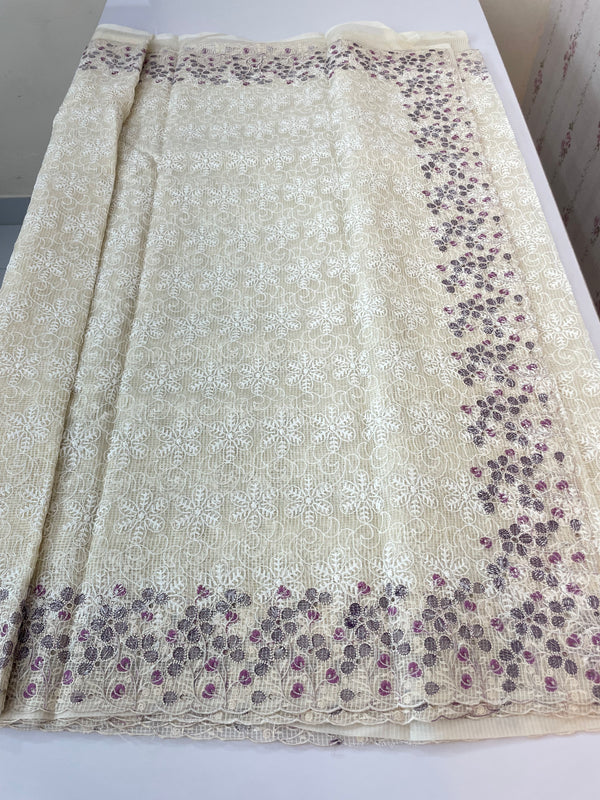 Cutwork Phulkari NetKota embroidery saree - MSH987