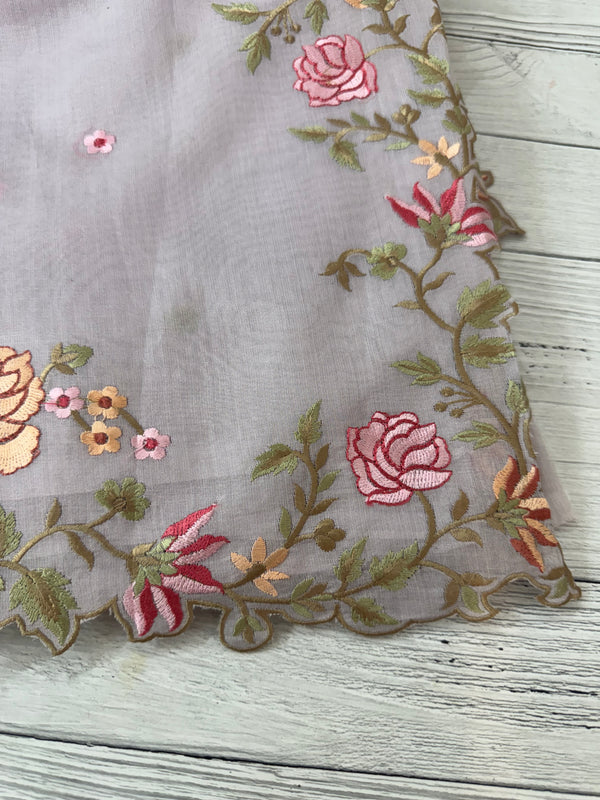 Mul chanderi saree with embriodery borders MSH113 - DuskyLavender