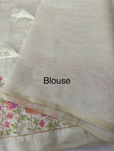 Blended tussar saree with embriodery - MS8698 PearlCream