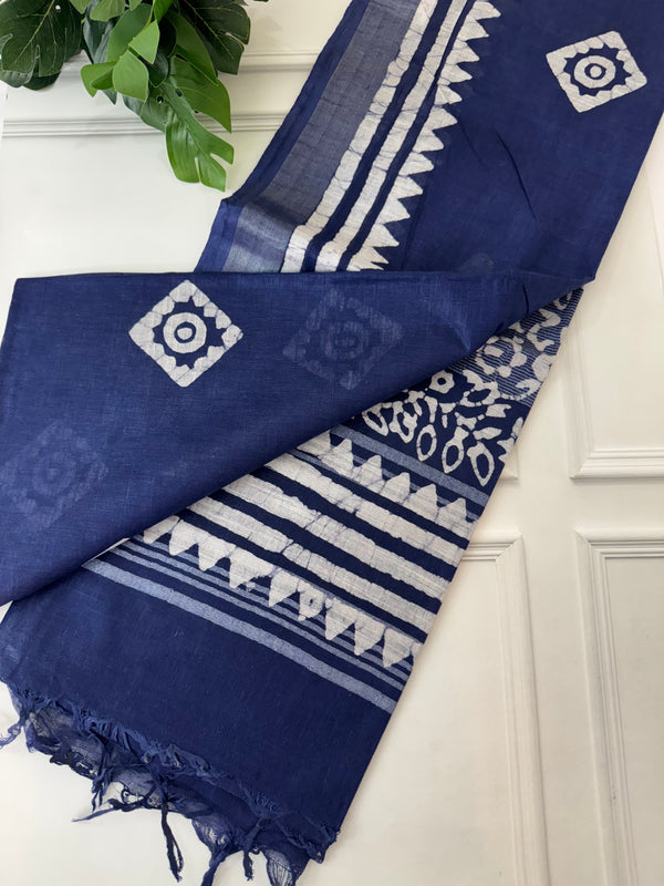 Indigo Semi linen saree MLS875