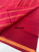 Mangalagiri Silk Cotton Saree with zari checks MS90321 Maroon