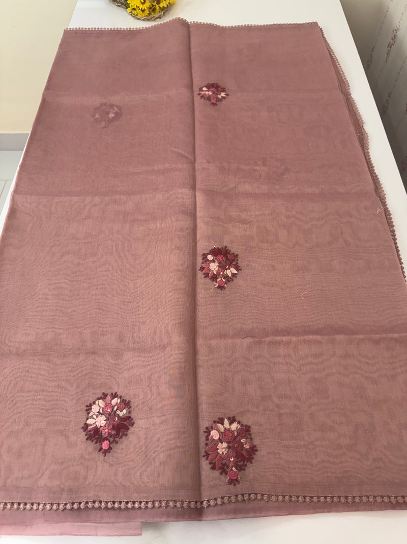 Handworked Tissue silk saree FBLK162 DuskyOnionPink
