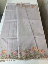 Mul chanderi saree with embriodery borders MSH113 - DuskyLavender