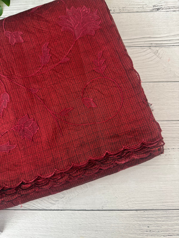 Kota silk cotton saree with applique work MS81788 - Maroon