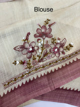 Tissue linen saree with kanta embriodery saree MS88650