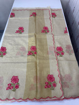Semi chanderi tissue saree with cross stitch embroidery work-  MSH9556(5)