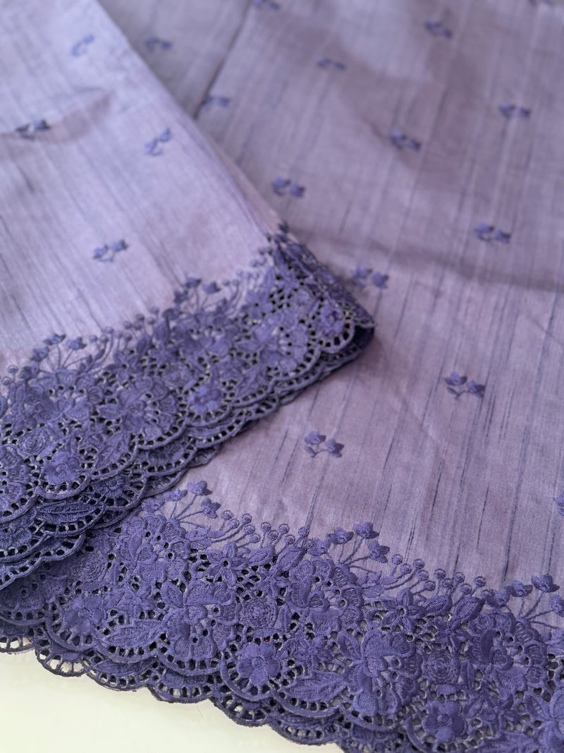 Blended tussar saree with cutwork - MSHK130