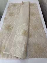 Viscose organza saree with thread work - MSH925 PastelTaupe