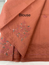 Embriodery Blended Matka Tussar silk saree MS6790 - Peach