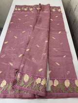 Cutwork Raw silk saree MSH228(2) DustyOnion