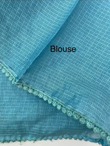 Soft kota checks saree with embroidery - MS7645 Blue