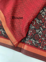 Soft semi Chanderi saree with zari border MS9871 Maroon & Black