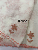 Mul chanderi tissue applique work saree MSH177