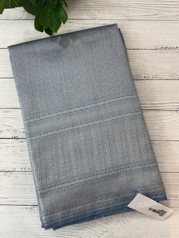 Banarasi semi katan saree in silver zari MS14667- PowderBlue