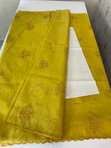 Organza saree with embroidery - MSH375 Yellow
