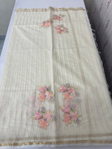 Mul chanderi applique work saree  MSH7371