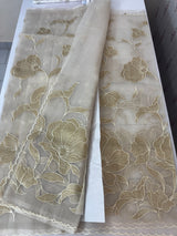 Organza saree with tissue applique work MS5081- CloudGrey