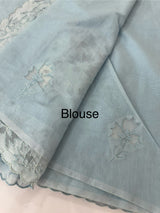 Mul chanderi saree with applique borders MSH112 - PowderBlue