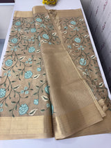 Tissue Silk Saree with Cross Stitch Embroidery MS8933